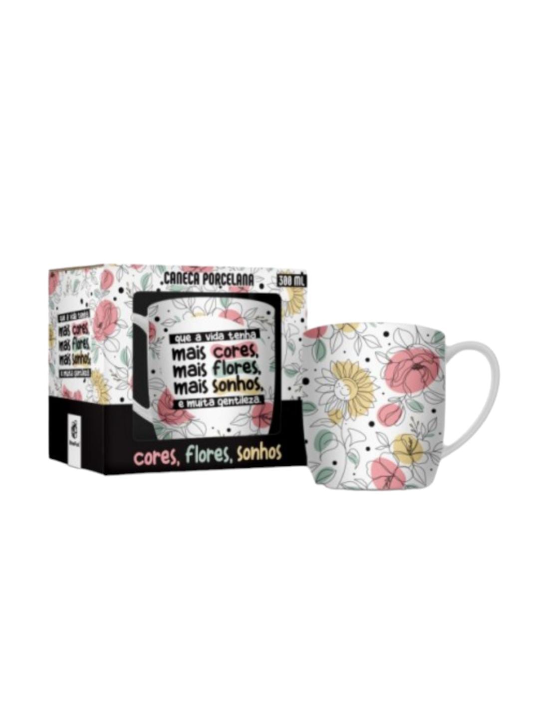 CANECA PORCELANA 300ML - CORES FLORES E SONHOS - Imagem 2