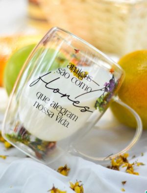 CANECA VIDRO FLOWER - FLORES QUE ALEGRAM
