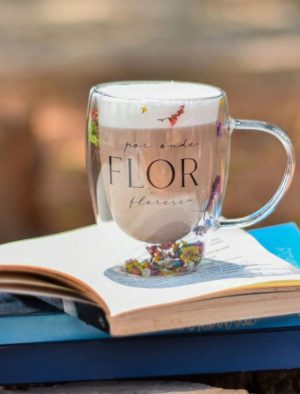 CANECA VIDRO FLOWER - FLOR FLORESCA