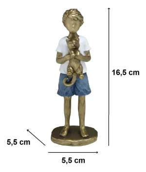 ESCULTURA MENINO COM GATO