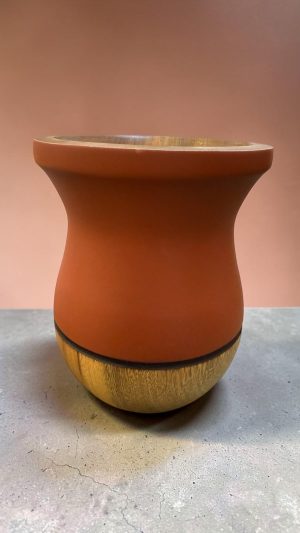 CUIA DE MADEIRA BICOLOR TERRACOTA COM NATURAL FOSCA