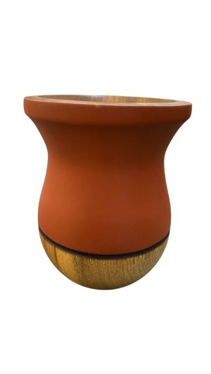 CUIA DE MADEIRA BICOLOR TERRACOTA COM NATURAL FOSCA
