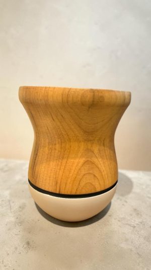 CUIA DE MADEIRA BICOLOR NATURAL COM NUDE