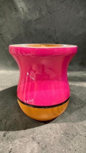 CUIA DE MADEIRA BICOLOR ROSA COM NATURAL